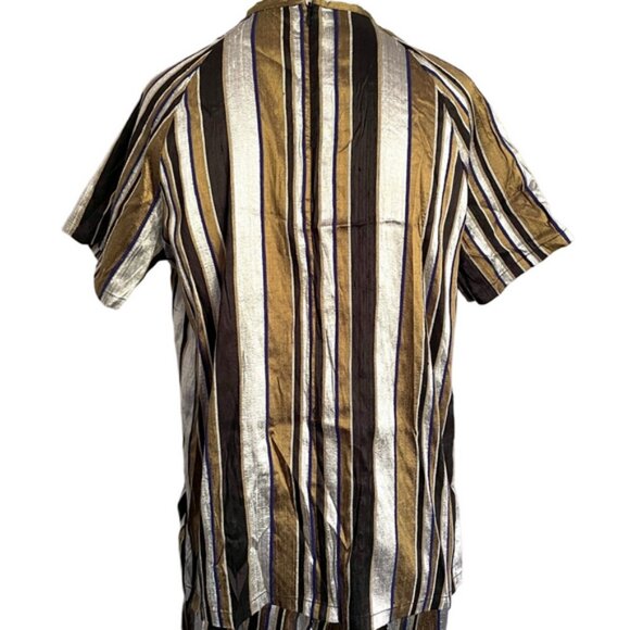 Nikki Chasin Striped Short Sleeve Silk Pant Suit - Small - Picture 14 of 16